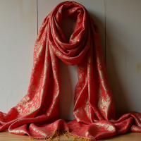 Beige Geometric Velvet Wrap Scarf Beige Geometric Velvet Wrap Scarf