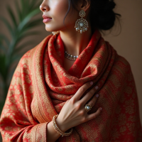 Embroidered Plaid Shawl Embroidered Plaid Shawl